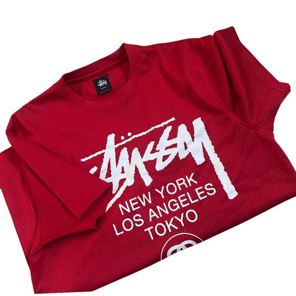 Stussy Jersey Mesh Size Medium M Red - Picture 1 of 5